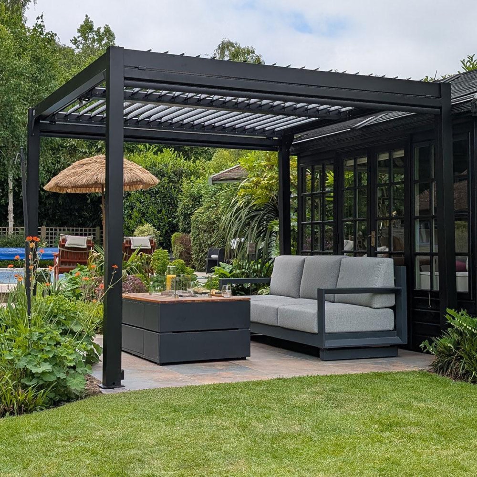 3m x 3m Premium Aluminium Freestanding Pergola - Black